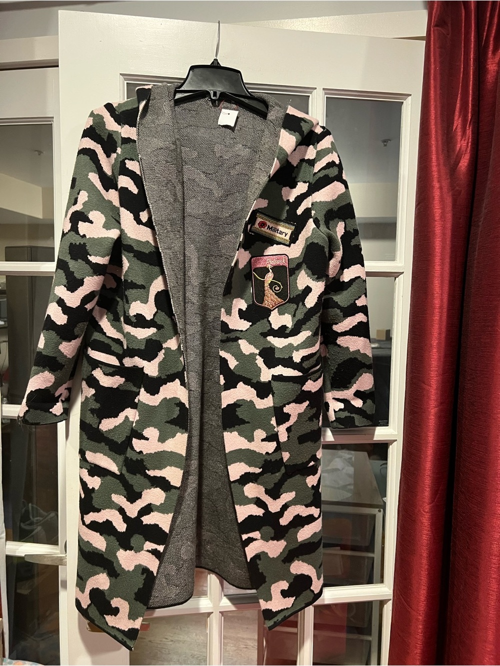 Cache Girls Hooded Camo Coat in Pink & Green